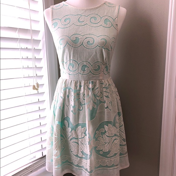 Moon Collection Dresses & Skirts - Turquoise and lace dress by Moon Collection